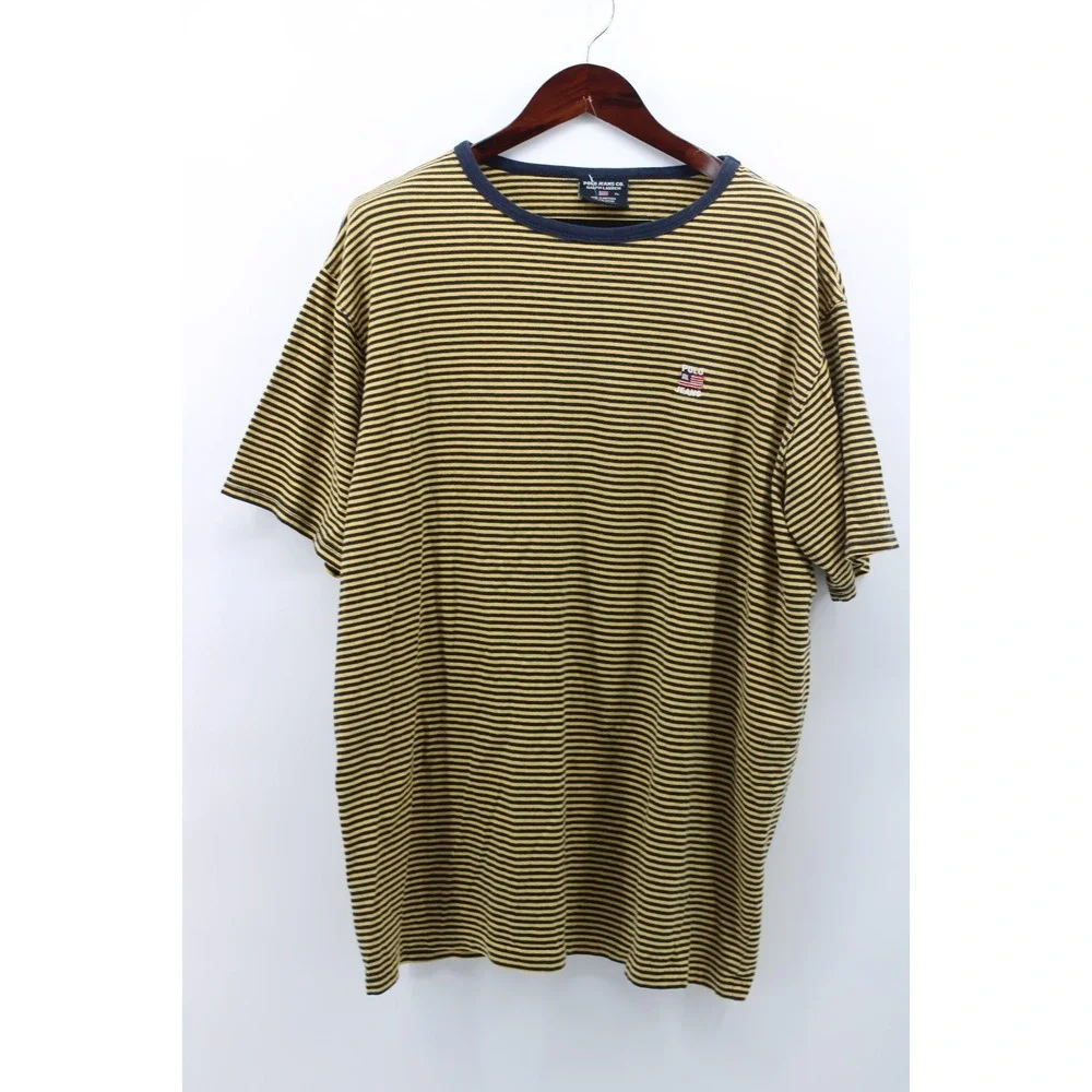 Ralph Lauren Polo Jeans Company Micro Striped T shirt Ringer Mens XL Vintage USA